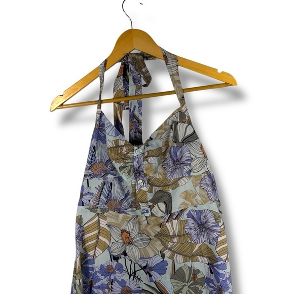 CUPSHE Print Halter Backless Mid Calf Beach Dress, Lavender Floral, Size Medium - Picture 5 of 15